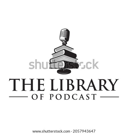 book and mic for podcast logo design