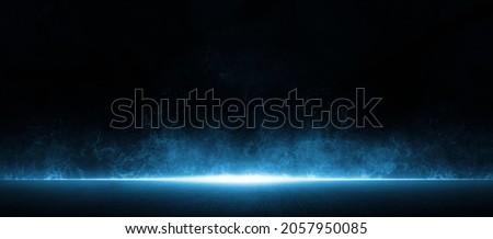 Dark street asphalt abstract dark blue background, empty dark scene, the flame is burning with smoke float up the interior texture for display products Royalty-Free Stock Photo #2057950085