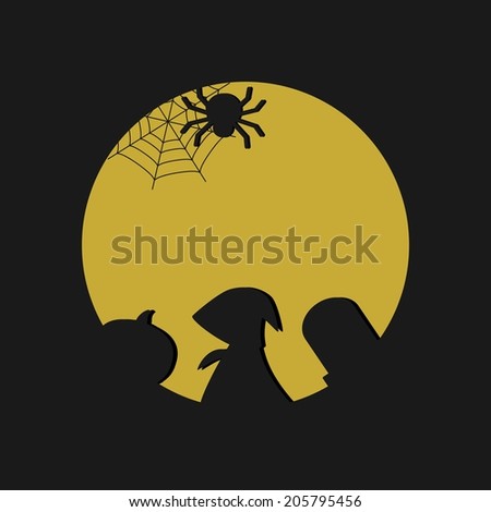 Halloween Card - Spider Web, Jack O Lantern, Evil, Tomb