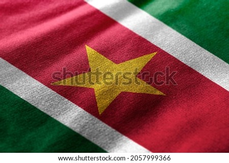 Close up waving flag of Suriname. Concept of Suriname.