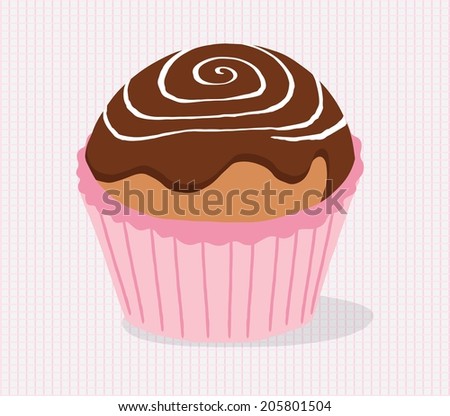 Hand drawing cute cupcake. Vector illustration 