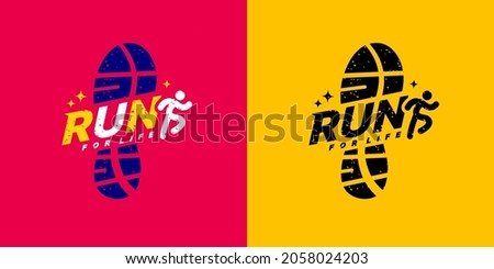 Run sport club logo design templates, Run lettering typography icon, Tournaments and marathons logotype concept Royalty-Free Stock Photo #2058024203