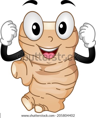 Mascot Illustration Featuring a Ginger Flexing its Muscles