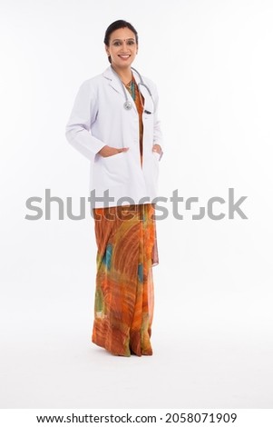 Cheerful medical doctor woman with stethoscope