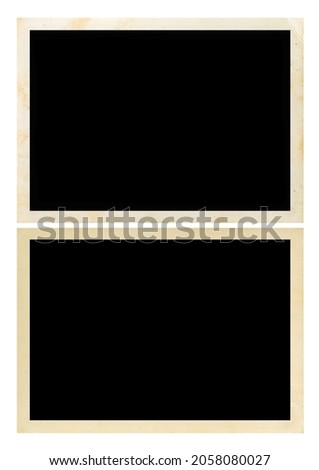 Blank old photo isolated on white background. Collection background template for design work