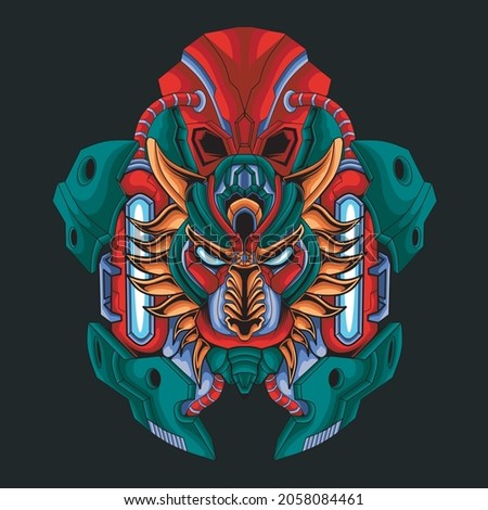 illustration head lion mechanical, perfect for design of t-shirts, stickers, merchandise, etc