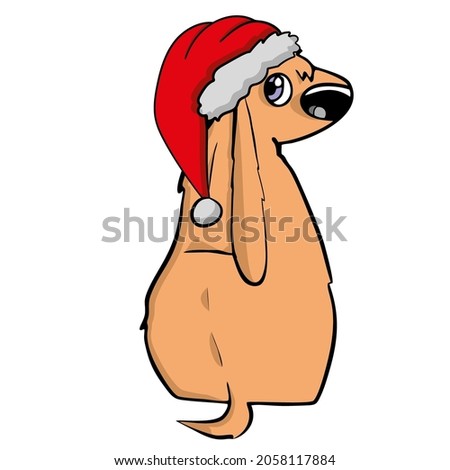 Dog in Santas hat Vector isolated illustration