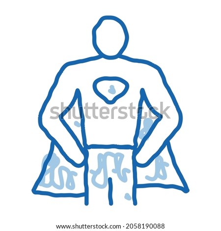Superman Full Growth sketch icon vector. Hand drawn blue doodle line art Superman Full Growth sign. isolated symbol illustration