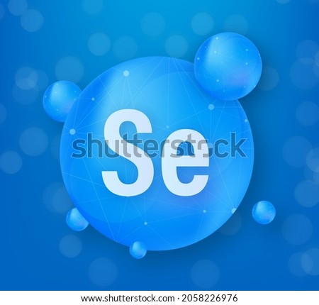 Mineral Se Selenium blue shining pill capsule icon. Substance For Beauty. Selenium Mineral Complex. Royalty-Free Stock Photo #2058226976