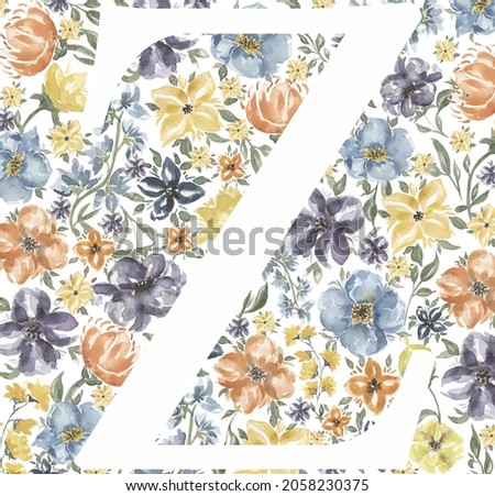 Wildflowers Alphabet, Floral ABC clipart, Watercolor Meadow Flowers Alphabet, Herbs Clip art, Lettering, Floral Z, Wedding invites