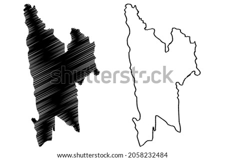 Lawngtlai district (Mizoram State, Republic of India) map vector illustration, scribble sketch Lawngtlai map