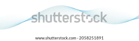 Abstract blue smooth wave on a white background. Dynamic sound wave. Design element. Vector illustration. Royalty-Free Stock Photo #2058251891