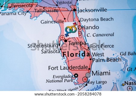 Florida with lgbt flag background