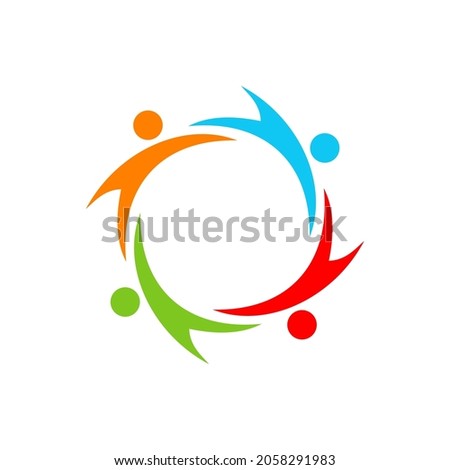 Charity Logo Template, Initial Unity Foundation Human Logo Sign. Unity Team Work Logo Design