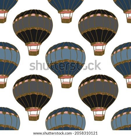 Cartoon hot air balloons  illustration vector seamless patter. Retro transportation airship vehicles. Summer sport objects. Hot air balloons carnival pattern. Sky flight objects.