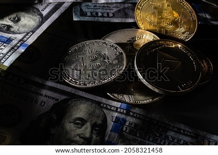 bitcoin and laptop Stock Market Concept