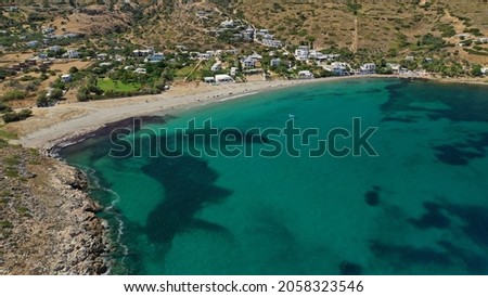 Aerial drone photo of paradise beach of Aspous in island of Skyros, Sporades, Greece