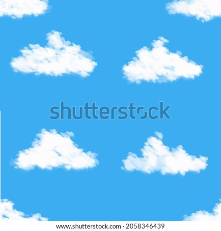 cute illustration seamless pattern sky with clouds. for fabric, wrapping, textile, wallpaper, apparel. Vector illustration