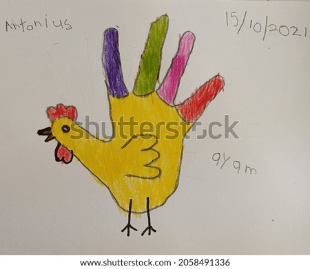 Drawing of yellow colorful hen