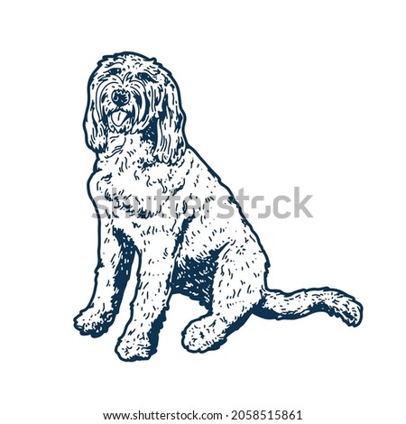 vector dog illustration with hand drawn style
