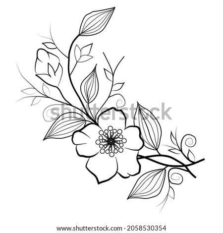 Invitation, greeting Card and Tile design with flower drawing illustration.