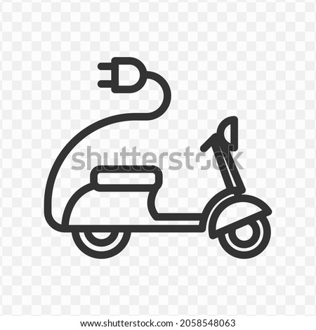 Vector illustration of electric motorcycle icon in dark color and transparent background(png).