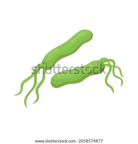 Isometric gastroenterology composition with images of green bacteria vector illustration