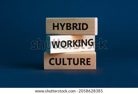 Hybrid working culture symbol. Concept words 'hybrid working culture'. Beautiful grey background. Business and hybrid working culture concept, copy space. Royalty-Free Stock Photo #2058628385