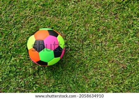 colourful  soccer ball on grass field for kid or childen