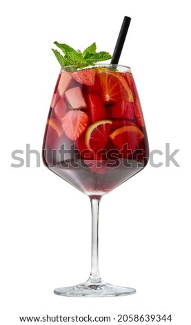 glass of red sangria isolated on white background Royalty-Free Stock Photo #2058639344