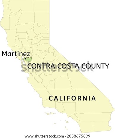 Contra Costa County and city of Martinez location on California state map Royalty-Free Stock Photo #2058675899