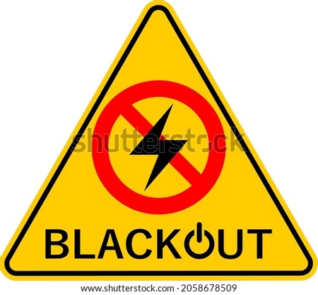 Vector illustration of a yellow triangle traffic sign warning against electric blackout Royalty-Free Stock Photo #2058678509