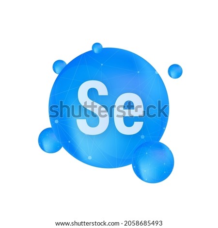 Mineral Se Selenium blue shining pill capsule icon. Substance For Beauty. Selenium Mineral Complex. Royalty-Free Stock Photo #2058685493
