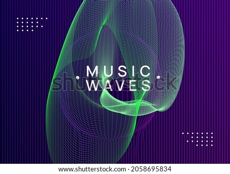 Electronic event. Creative show cover concept. Dynamic fluid shape and line. Neon electronic event. Electro dance dj. Trance sound. Club fest poster. Techno music party flyer. Royalty-Free Stock Photo #2058695834
