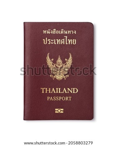 Thailand passport isolated on white background. Clipping path.
