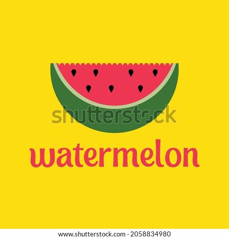 green watermelon vector logo design with yellow background