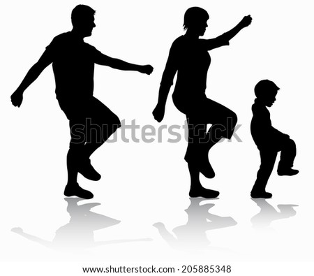 Family walking silhouettes