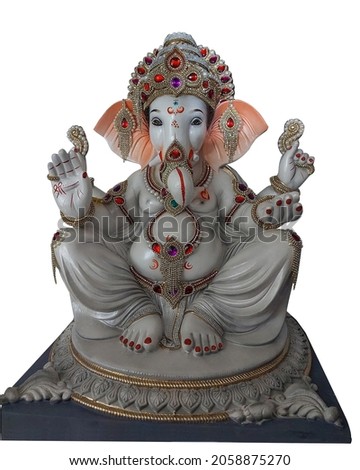 Lord Ganesha Hindu god Isolated white background 