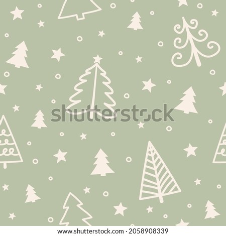 Seamless pattern with Christmas trees. Vector