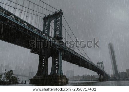 Brooklyn bridge on a rainy day