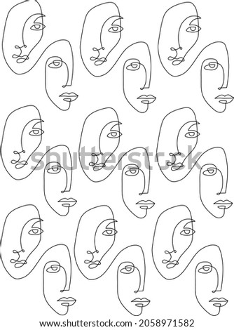 Vector abstract illustration of one line face.  Image for posters, banners, postcards.  A picture for your business.  Pattern, doodling.