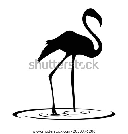 Black silhouette flamingo logo vector