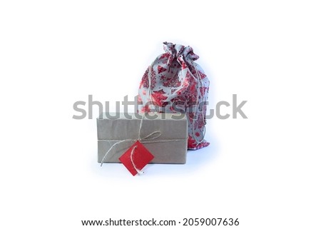 Bag with gifts and box for Christmas and New Year