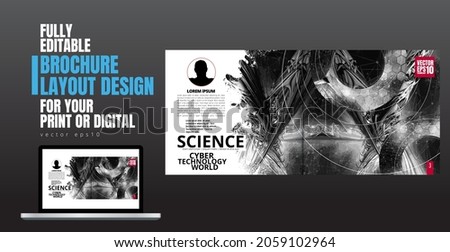 Printing magazine, brochure layout with technology background, vector