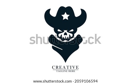 cowboy skull wearing hat and apron suitable for creative elements