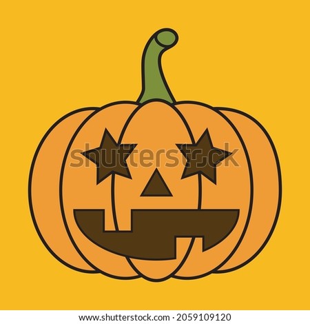 Pumpkin flat design isolated star eyes vector illustration halloween