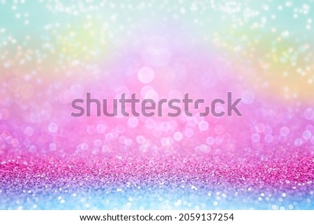 Cute abstract multicolor pastel pink glitter sparkle confetti background for happy birthday party invite, princess little girl rainbow, fun girly unicorn pony kid pattern, multi color children mermaid Royalty-Free Stock Photo #2059137254