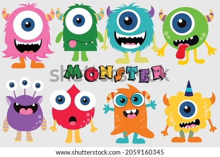 Cute Monster Clipart, Little Monster Clip Art, Funny Silly Peekaboo ,Monster Clipart, Friendly Monster Clipart