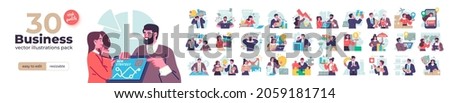 Business Concept illustrations. Mega set. Collection of scenes with men and women taking part in business activities. Vector illustration Royalty-Free Stock Photo #2059181714