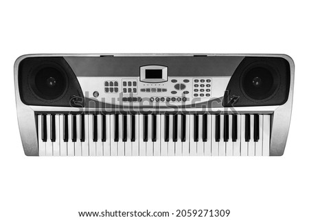 Piano keyboard ( Electronic synthesizer) isolated on white background. Royalty-Free Stock Photo #2059271309